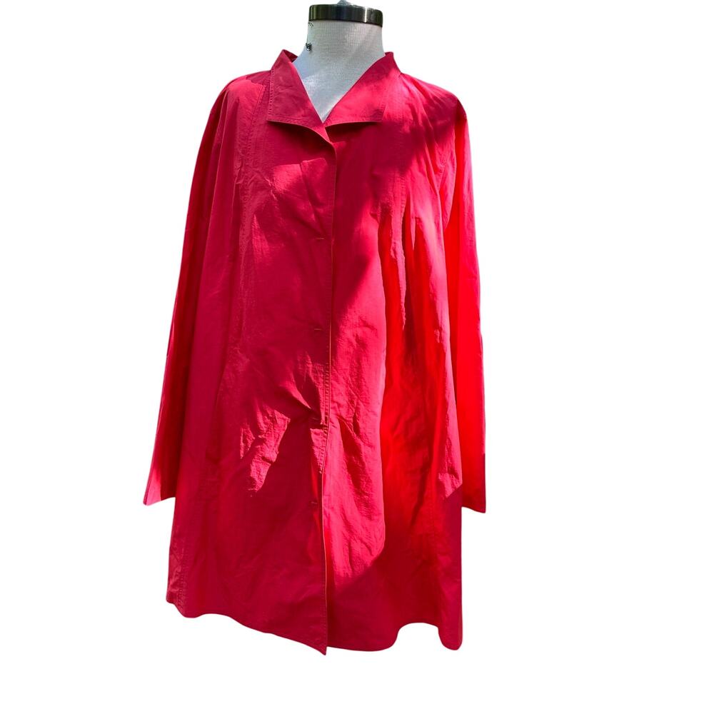 Eileen Fisher NWT Red Rain Trench Coat A-Line Size 1X So flattering